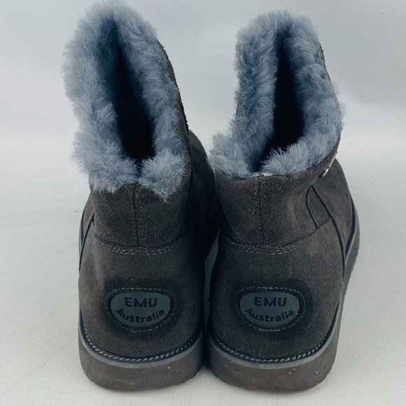 Womens 6 Emu Australia Tasman Mini Sheepskin‎ Ankle Boots Gray Suede Waterproof - Picture 5 of 9